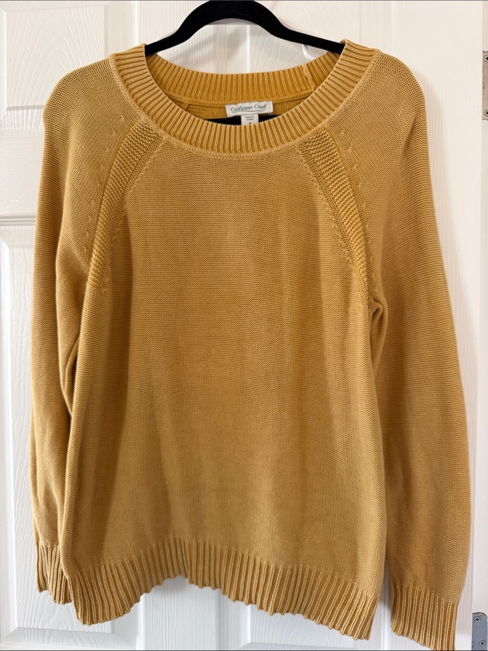 Coldwater Creek Women's Mustard Scoop Crewneck Sweater